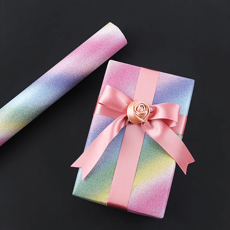 5개 무지개 색 포장지 - 50×70cm, 크리스마스, 생일, 파티 - 무지개 그라데이션 패턴, 대량