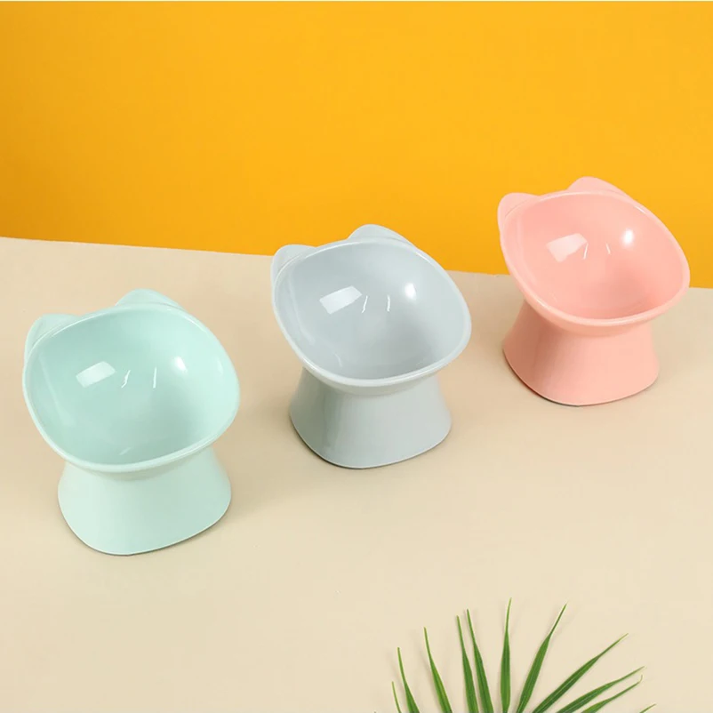 New cat bowl anti-tip feeding and drinking bowl Nordic style square mouth double-ear high-leg cat bowl pet supplies New cat bowl anti-tip feeding and drinking bowl Nordic style square mouth double-ear high-leg cat bowl pet supplies