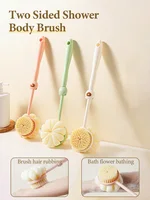 Two sided Shower Body Brush Silicone Long Handle Bathroom Wash Brush Bathing Massage Back Body Exfoliating Brush Bath Supplies 1