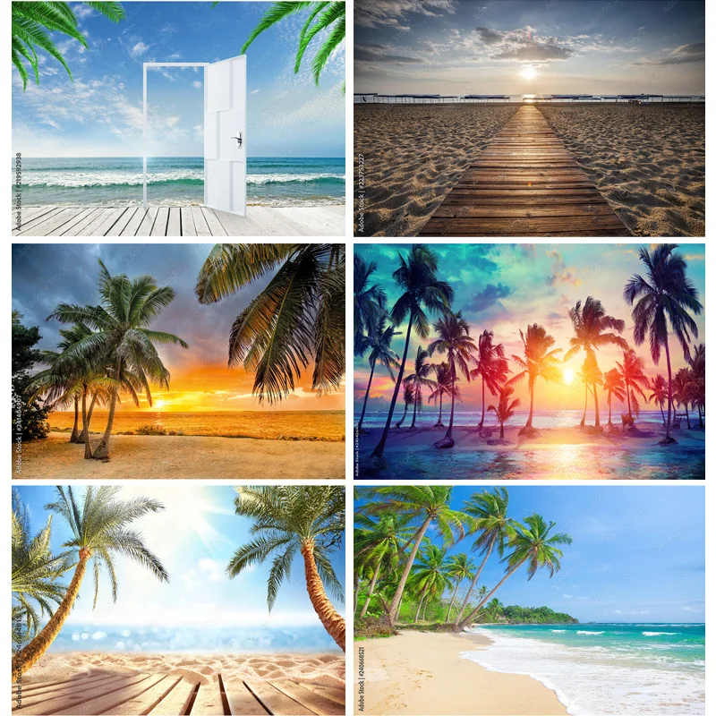 Tropical Sea Beach Palms Tree Photography Background Natural Scenic Photo Backdrops Photocall Photo Studio 211227-HHB 11 christmas photography background fireplace chirstmas tree baby portrait backdrop for photo studio photophone photozone photocall