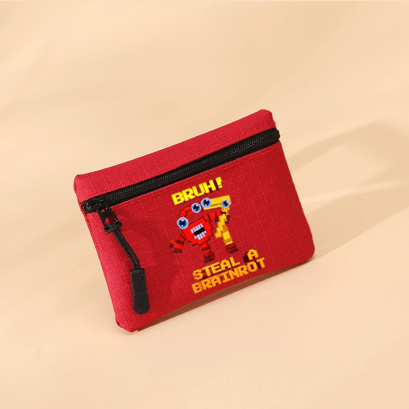 Steal A Brainrot Game Canvas Mini-Geldbörse, einfacher Reißverschluss, Aufbewahrungstasche für Kinder, Geldtasche, niedlicher Anime-Print, Geldbörse für Jungen und Mädchen – Detail 9