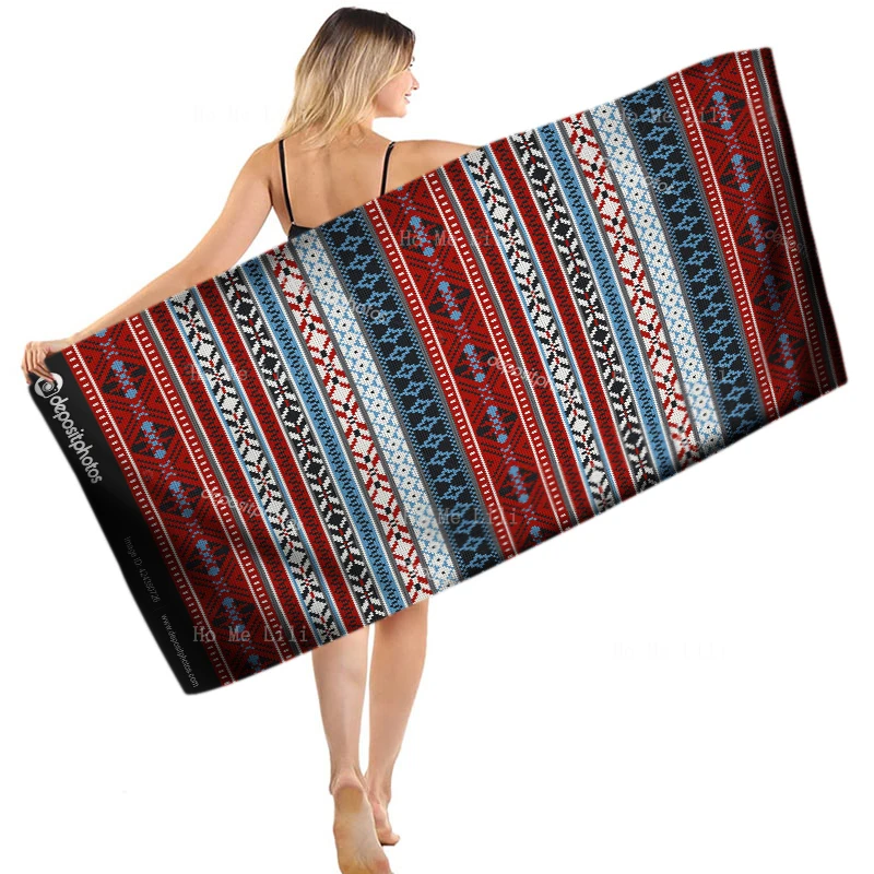 

Fantasy Blue Floral Psychedelic Mandala Colorful Stripe Texture With Scandinavian Quick Drying Towel By Ho Me Lili Fit For Yoga