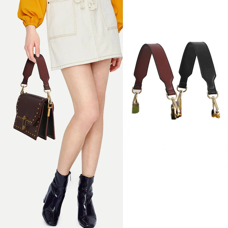 41cm Leather Short Shoulder Strap Handbag Handle 3.5cm Wide Bag Handles DIY Solid Color Female Cross Pattern Bag Strap