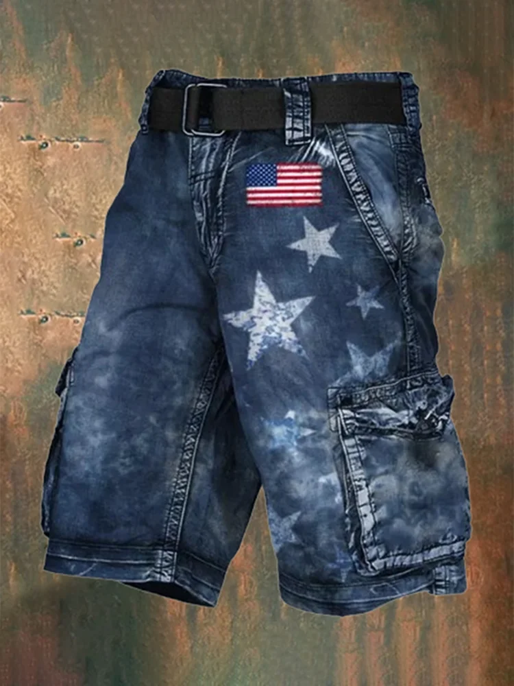 New Summer Lndependence Day Flag Street Trend 3d Printed Men's Shorts Stylish Comfortable Casual Cargo Shorts