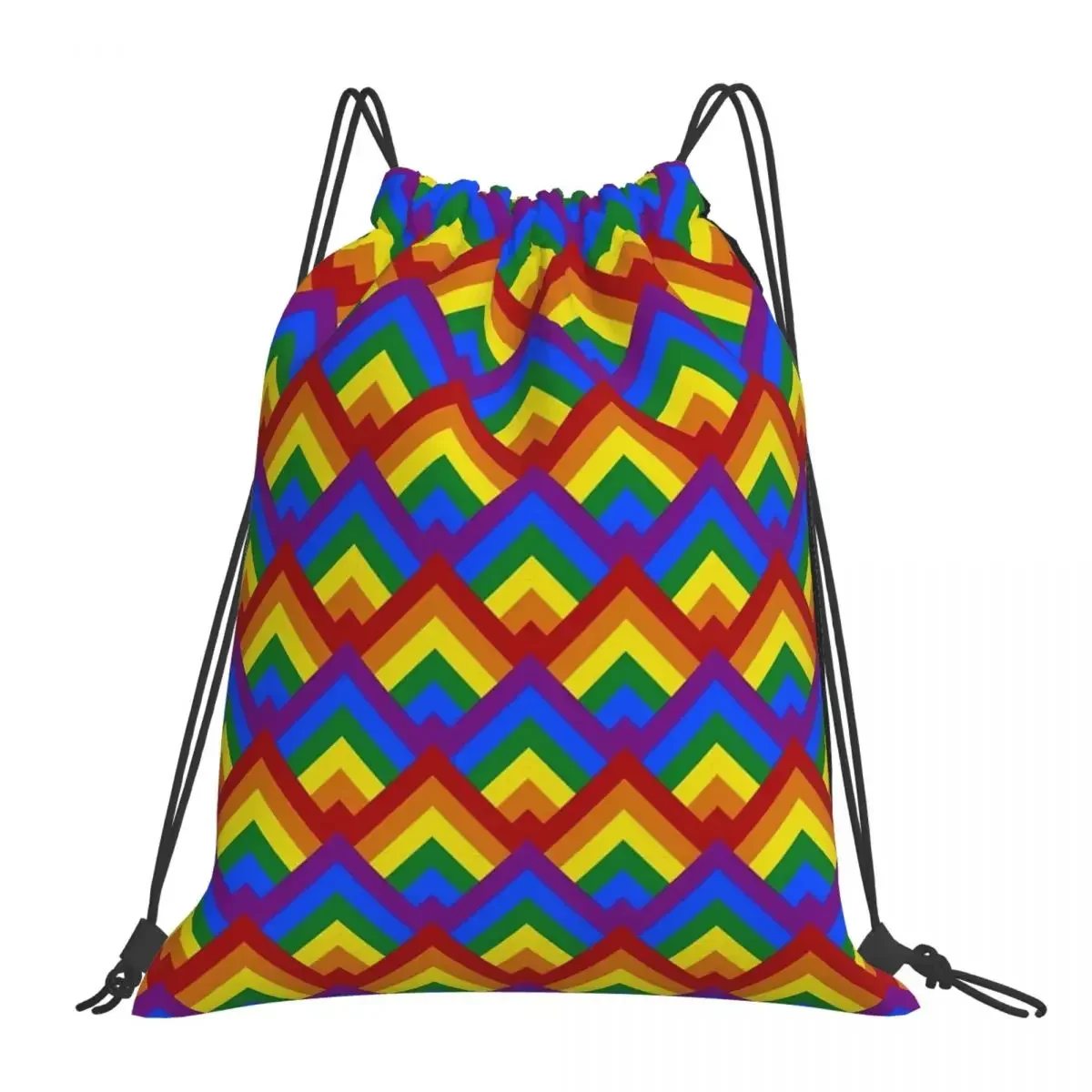 

Pride Rainbow Flag Geometric Repeating Pattern Backpack Portable Drawstring Bag Drawstring Bundle Pocket Sports Bag Book Bags
