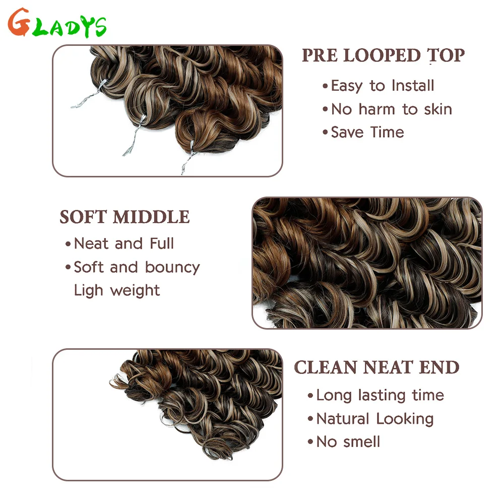 Gladys 12 Inch Body Wave Synthetic Hair Extension Ombre Brown Braiding Daily Life Hair Extension 3pcs/lot Crochet Hair Extension 5