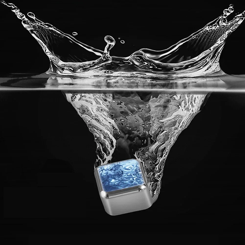 Stainless Steel Ice Cubes Reusable Beverage Chilling Stones For Whiskey Wine Wine Cooling Cube Chilling Rock Party Bar Tool 1PC