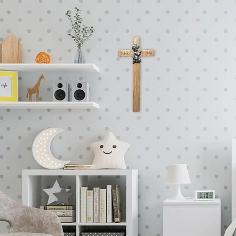 Silbernes Wandkreuz Fürs Babyzimmer – Junge & Mädchen Segen-Kreuz In Silber, 15,2 Cm