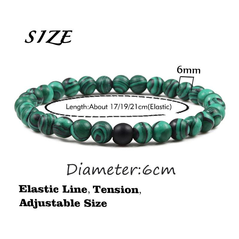 2pcs/Set Tiger Eye Black Lava Natural Stone Beaded Bracelets Couples Distance Bracelet Energy Elastic Rope Malachite Jewelry beaded bracelet,stone bead bracelet,natural stone bracelet
