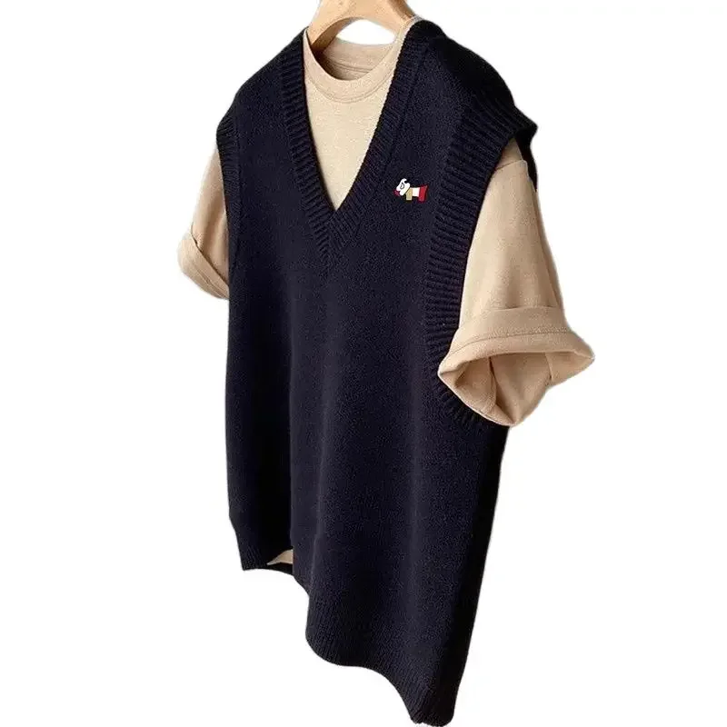 Couple Style Sleeveles Top Men's Golf Wear Autumn Korean New Golf Vest Luxury Brand V-neck Knit Vest Women's Clothing