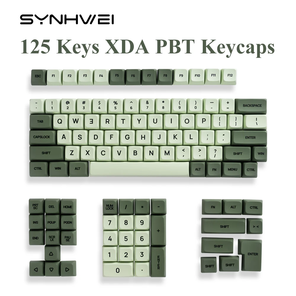 

125 Keys XDA PBT Keycaps Set Matcha Green for 61/64/68/75/87/98/104/108 Keys Mechanical Keyboard for Cherry/Gateron/Otemu/Kailh