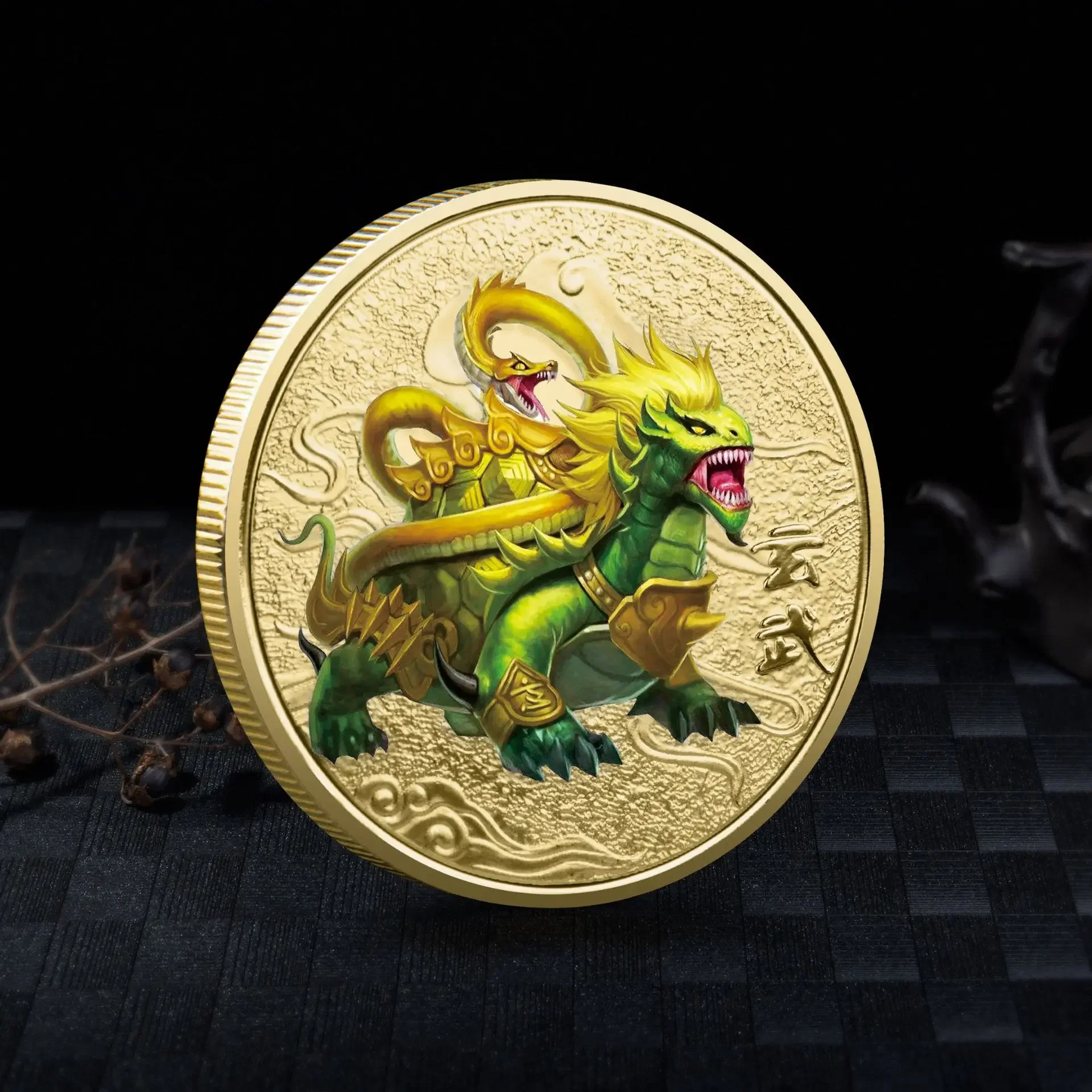 Commemorative Coin Chinese Mythical Beasts Coins Collectibles Dragon Coin Tiger Suzaku Zodiac Tai Chi Luck