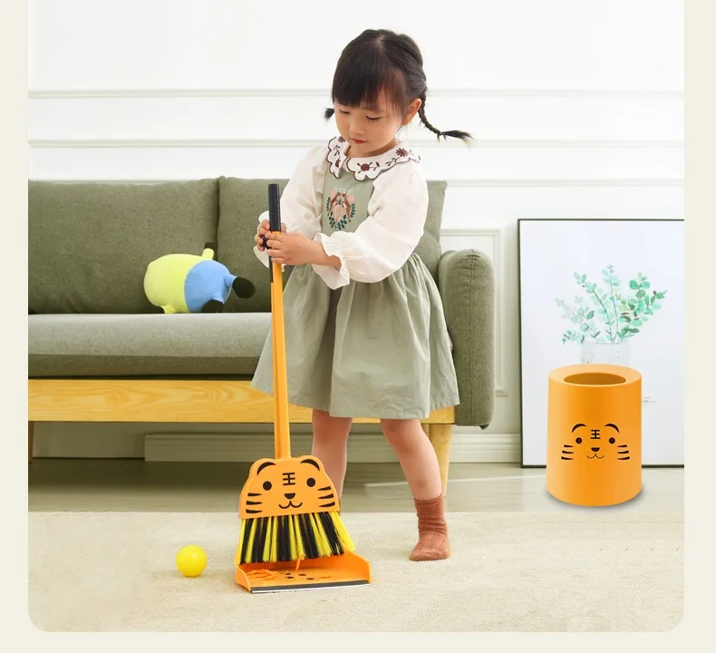 Children's Cleaning Toy Simulation Mini Sweeping Broom Set Baby Kindergarten Mop Dustpan Kids Play House Housework Suit 3