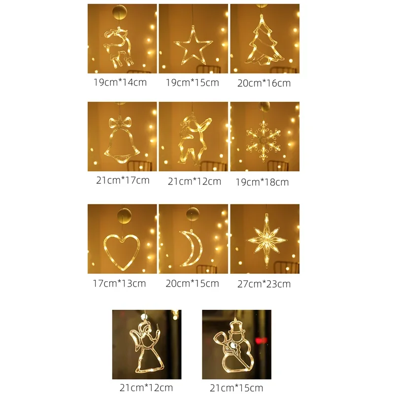 LED Light Snowflake Santa Christmas Hanging Battery-operated Window Ornaments Decoration for Home Xmas Navidad New Year Decor