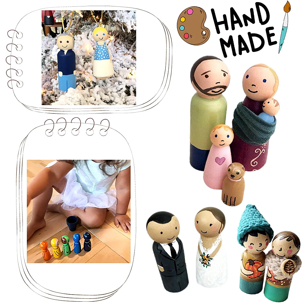 50pcs Unfinished Wooden Peg Doll For DIY Painting Natural Wood Peg People In 4 Sizes Wooden Doll Bodies Peg People For Crafts