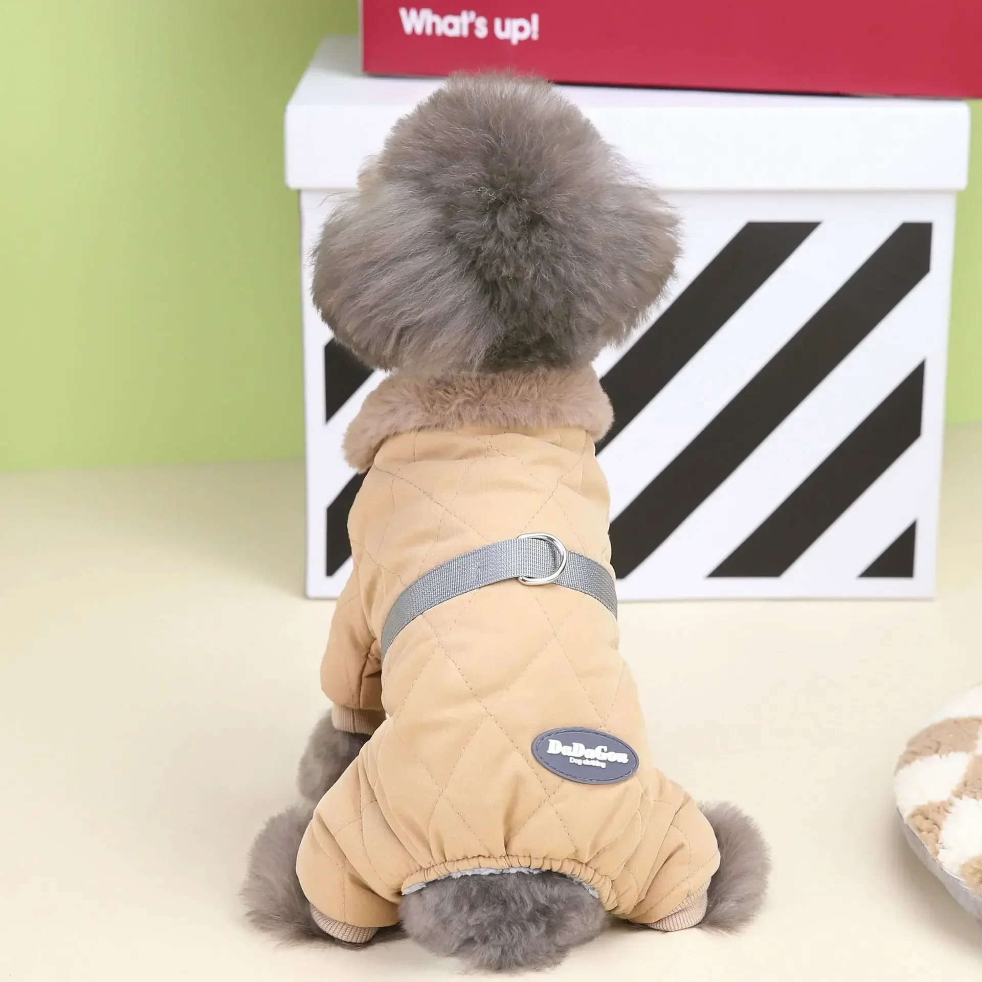 

Fur Collar Dog Overalls with D Ring Winter Dog Clothes for Small Dogs Puppy Jumpsuit Chihuahua Jacket Poodle Costumes Pet Coats