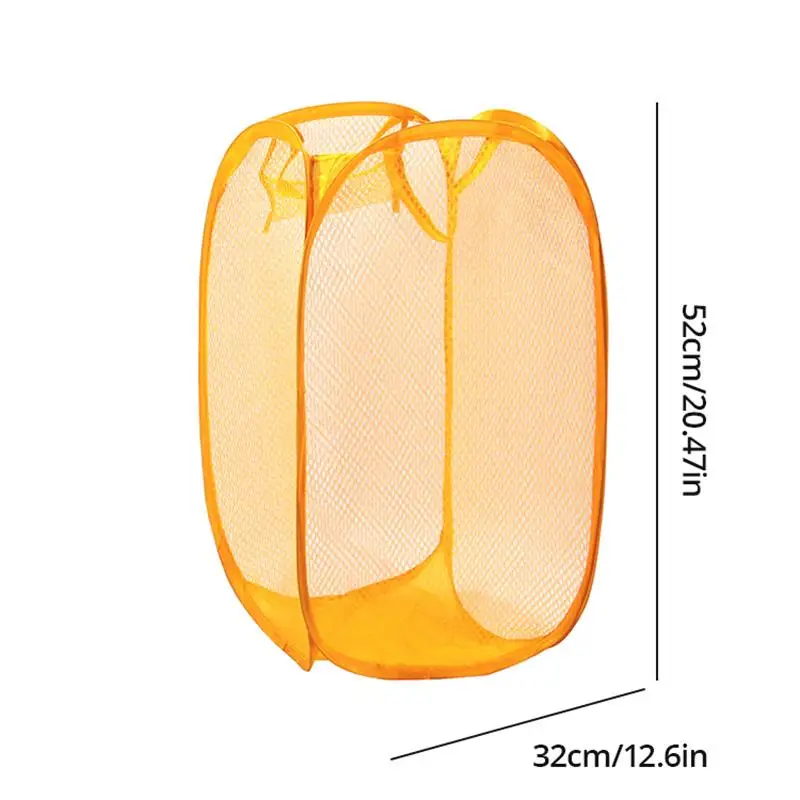 1pc Yellow Laundry Basket Buggy Bag Foldable Japanese Color Net Laundry Basket Debris Storage Clothing Storage