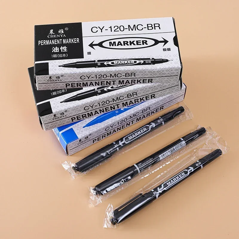 10Pcs/Set Marker Pen Waterproof Ink Double Headed Permanent Color Pen Oil Marker Pens Back to School Office Drawing Art Supplies