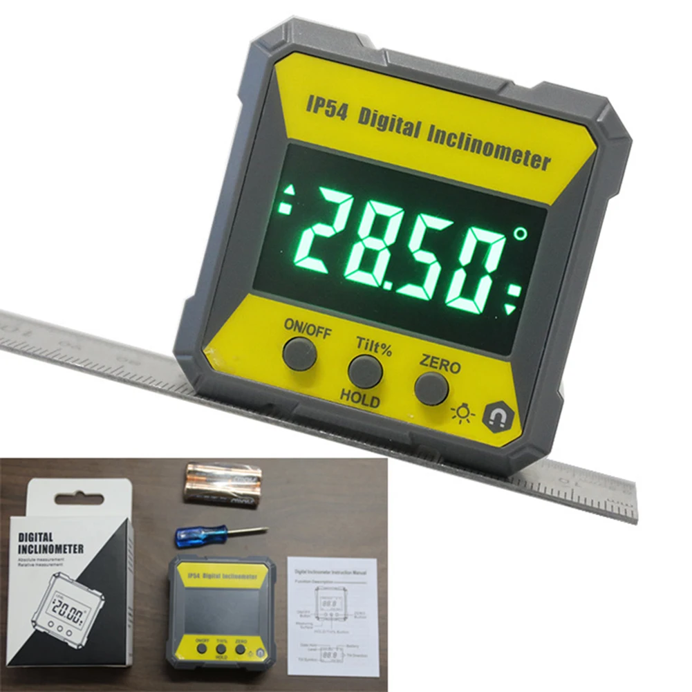 4*90° Digit Inclinometer Level Box Protractor Angle Finder IP54 Dustproof Magnet 