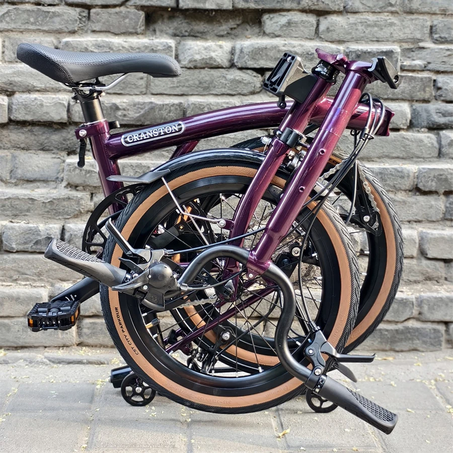 CRANSTON R9 Lila 16 Zoll 9-Gang C-Brake Tragbarer 4130 CRMO Dreifach gefalteter Rahmen 349-Rad Retro-Faltrad M/S-Lenker 3