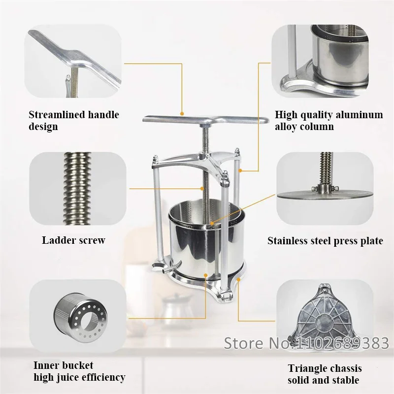5L Manual Wine Press Machine Multifunctional Vegetable Fruit Juice Honey Pressing Separation Machine Household 3