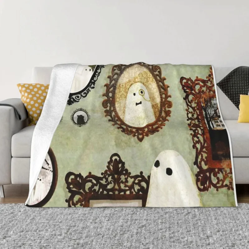 

Art Blanket Flannel Spring Autumn There's A Ghost In The Portrait Gallery Warm Throws For Winter Bedding