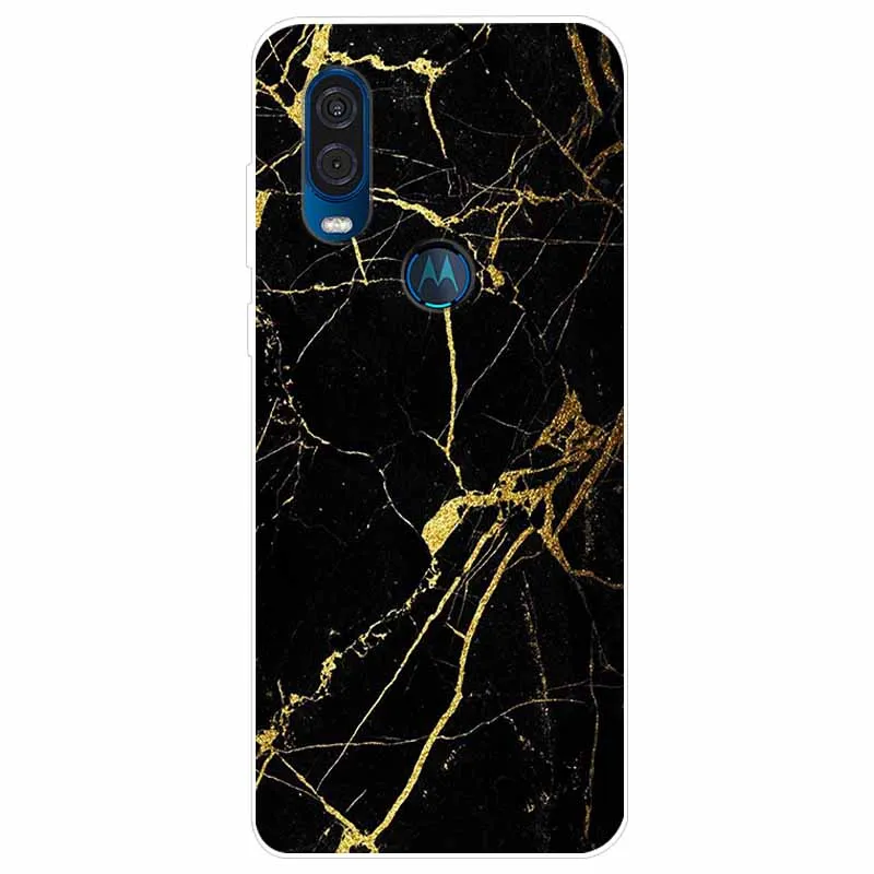 Elegant Marble Design Soft TPU Back Cover for Moto One Vision/Macro/Action