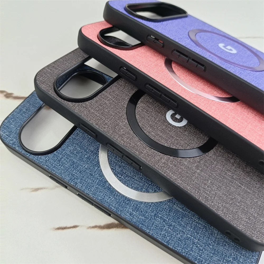 Luxury Fabric Cloth Magnetic Case with Wireless Charging Compatibility