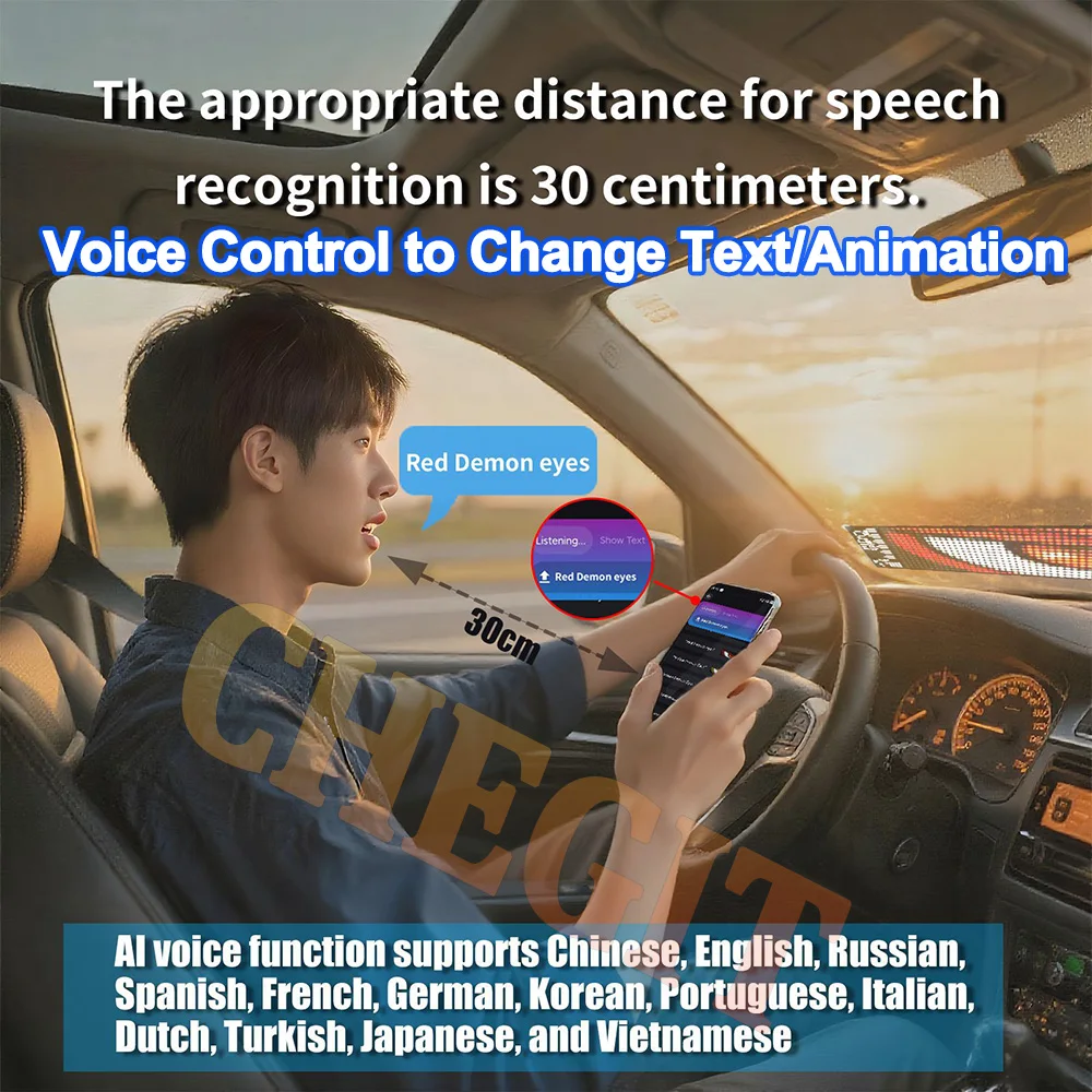 Voice 2M Large Sceen LED App Voice Control Devil's Eye Truck Car Interior Decoration Ambient Light Custom Text Pattern Lighting