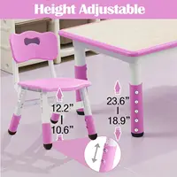 Kindergarten Kids Table and Chairs Set Toddler Height Adjustable Desk with Graffiti Desktop, Arts & Crafts Table with 6 Seats 6