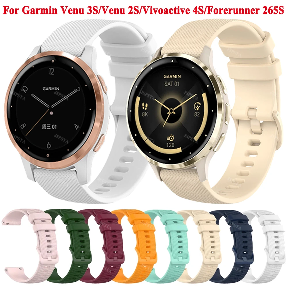 

18mm Girl Strap Watchband Belt For Garmin Venu 3S/Venu 2S/Vivoactive 4S/Vivomove 3S/Forerunner 255S 265S Silicone Watch Bracelet