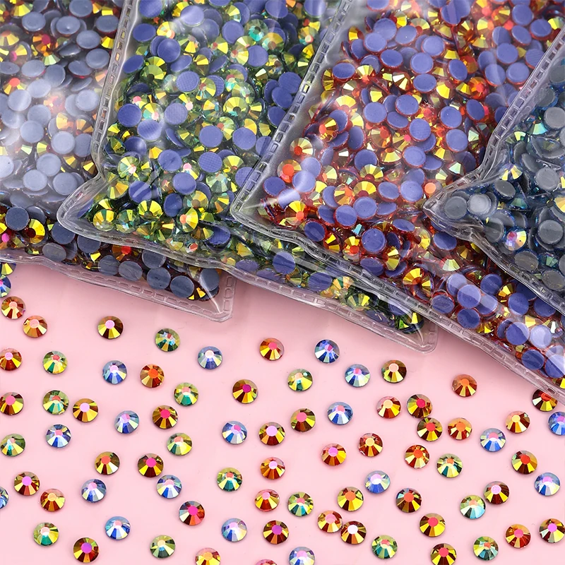 QIAO SS6-SS30 Shimmer AB Hot Fix Strass Kristall Super Glitter Strass Eisen auf Strasssteine für Nail Art Stoff Kleidungsstück – Detail 5
