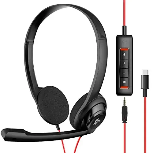 NUBWO USB Noise-Cancelling Comfort On-Ear Wired Office Headset with Mic