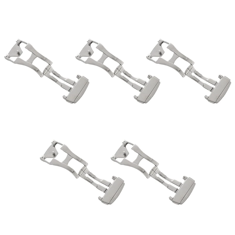 5 Pcs 18Mm Cinturino Per Orologio Dispiegabile In Acciaio Inossidabile Chiusura Con Fibbia Pieghevole Per Omega, Liscio 18Mm