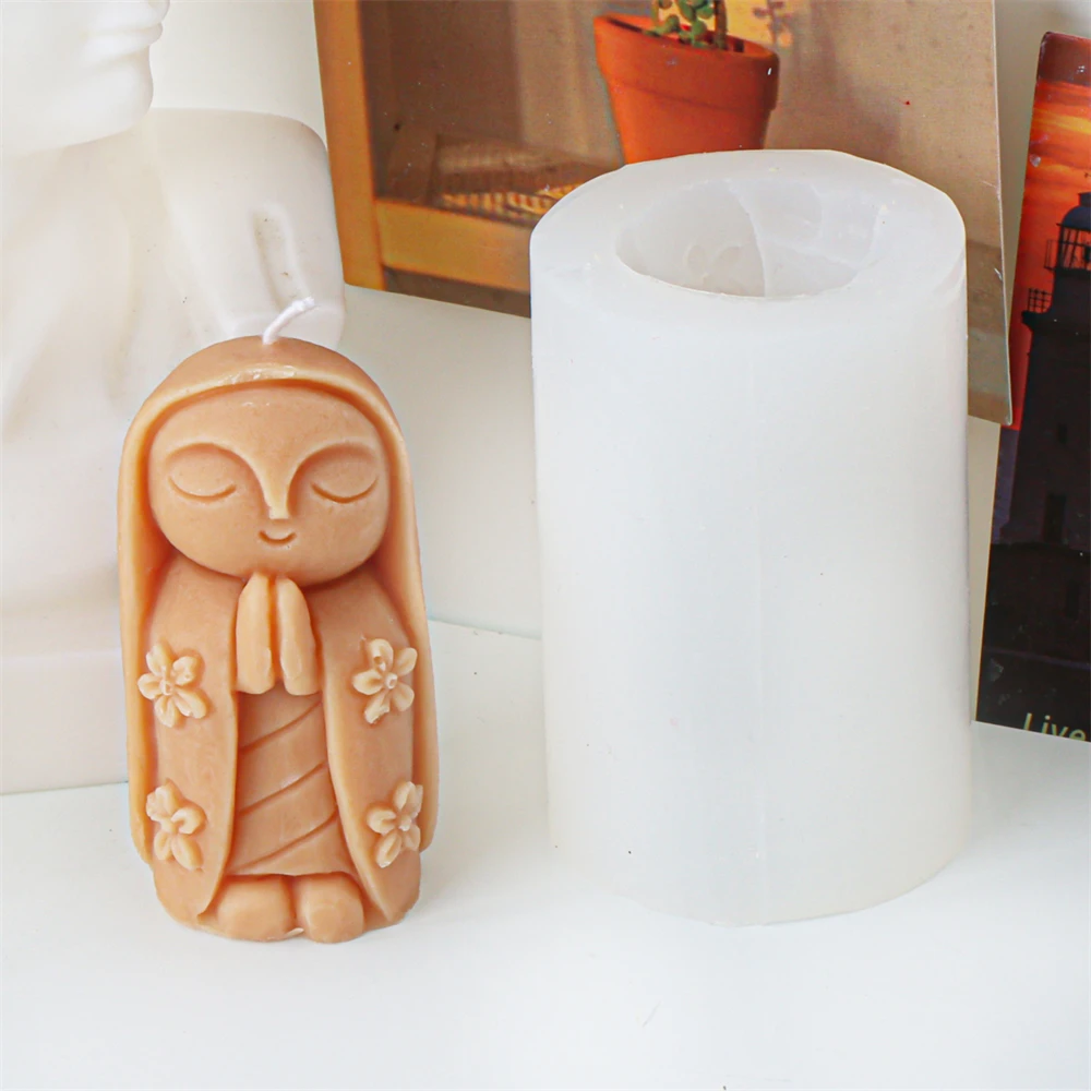 Description Picture 5 of item3D Little Monks Candle Silicone Mold Cute Monk Buddha Aromatherapy Plaster Candle Soap Making Mould DIY Ornaments Decoration