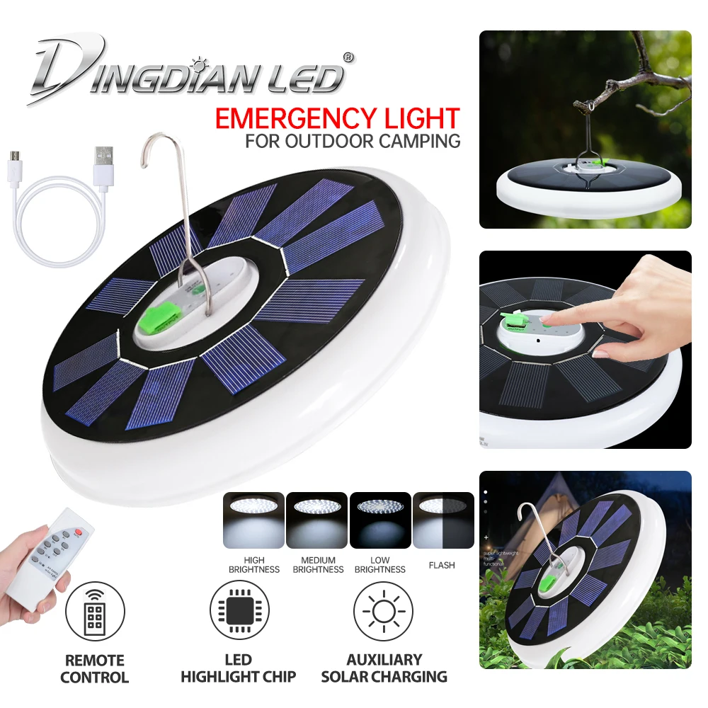 300W Solar Working Lamp Solar Charging & USB Rechargeable Battery Powered Portable Solar Camping Light Lamp with Remote Control led garage lampara 220v industrial lamp e27 led ceiling light 200w 300w 400w ufo light bulb floodlight deformable warehouse lamp