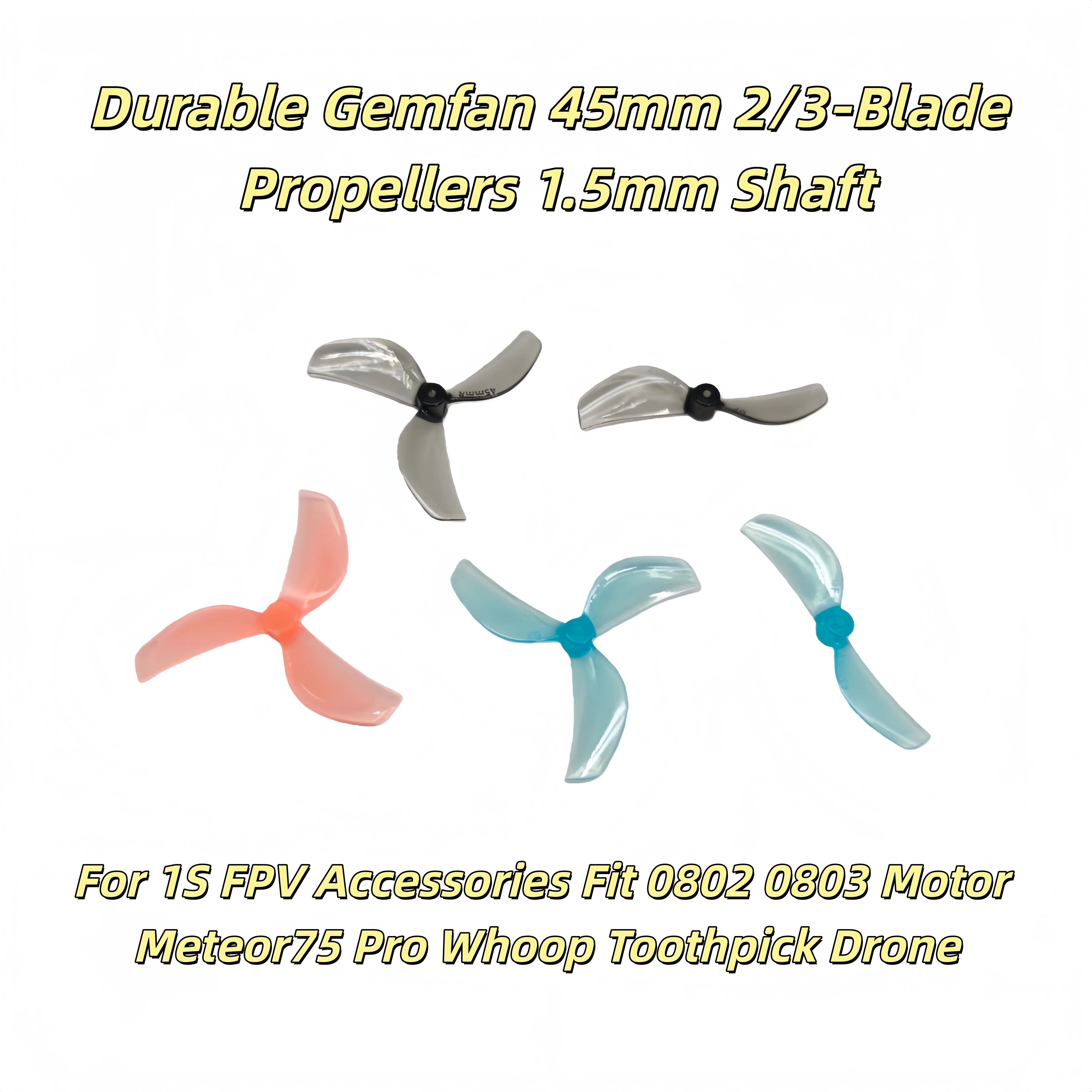 Hélices 45mm pour Drone FPV Micro - 2 ou 3 Pales, 1.5mm Axe