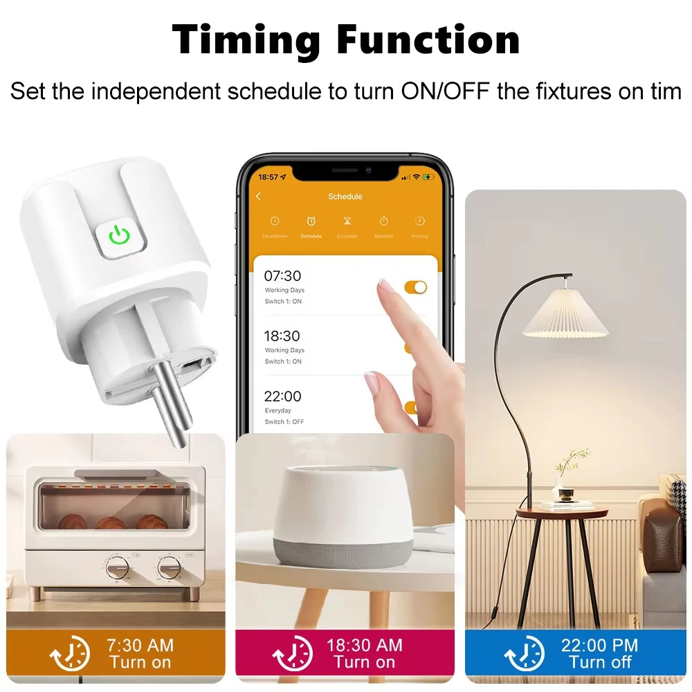 Smart Wi-Fi Socket with Timer and Power Monitoring, Matter-Enabled