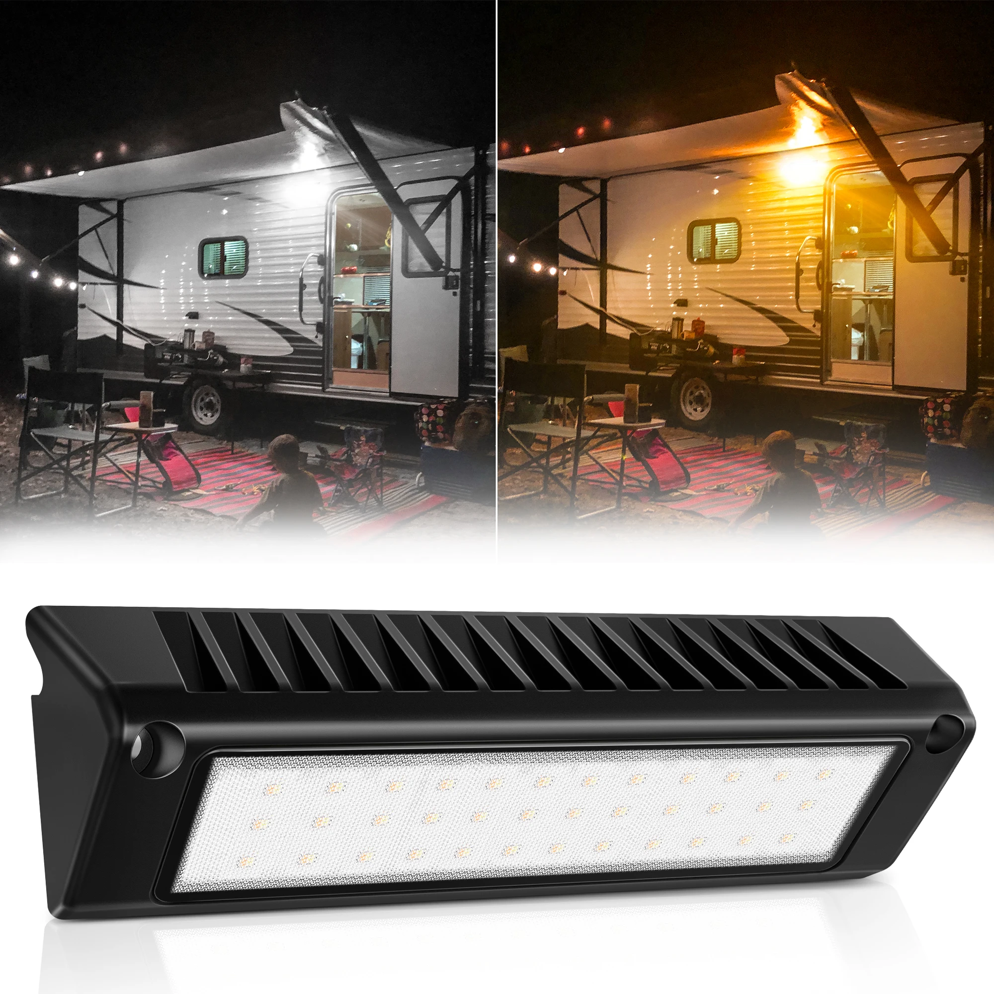 Mictuning RV Porch Lights 9-Inch 36W LED Utility Awning Light, 2100LM Exterior Lighting for Trucks Trailers Marine Boats Campers