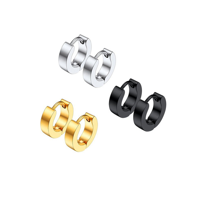 Pairs Black/Silver/Gold Color Punk Style Stainless Steel Spike Hoop Earrings Stud Earrings For Men Women Statement Jewelry