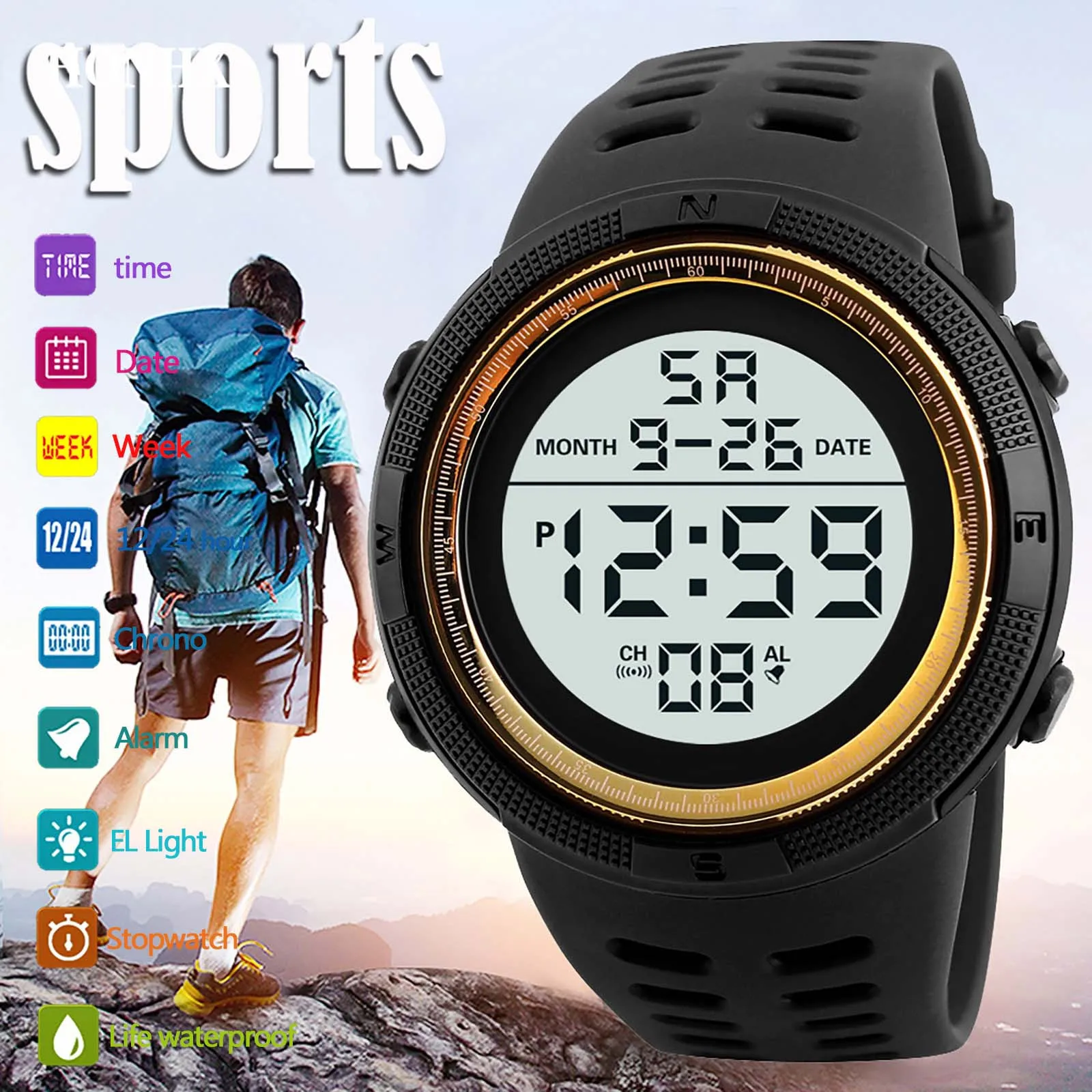 

Fashion Outdoor Multi-Function Luminous Sports Watch For Men Student Men'S Electronic Watch Led Digital Wrist Watches