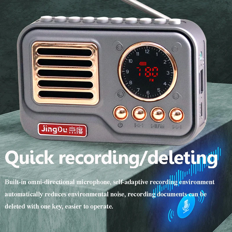 Mini Portable FM Radio LED Display Radios Receiver Wireless Bluetooth Speaker MP3 Music Player Support TF Cad U Disk Timed off