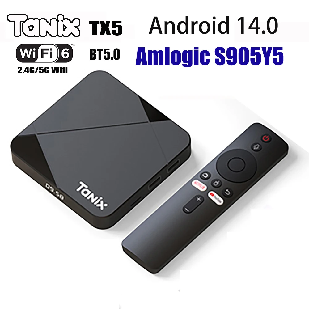 Tanix TX5 Android 14 TV Box Quad Core Amlogic S905Y5 2.4G 5G Wifi BT 4K HDR 3D lecteur multimédia