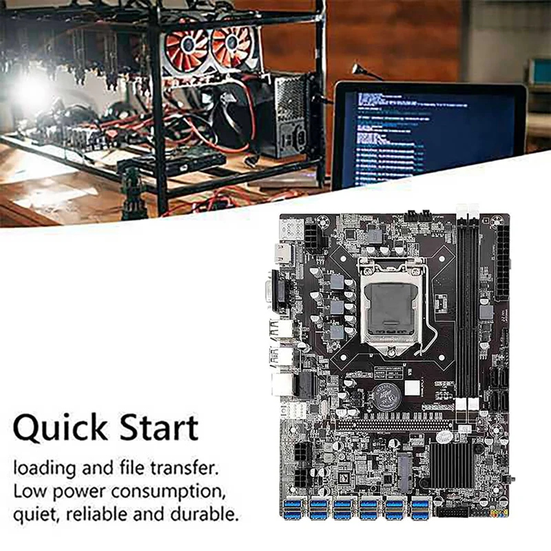 B75 BTC Mining Motherboard With G530/G630 CPU+Thermal Pad+Screwdriver+Switch Cable 12 USB3.0 Slot LGA1155 DDR3 RAM SATA3 cheap pc motherboard