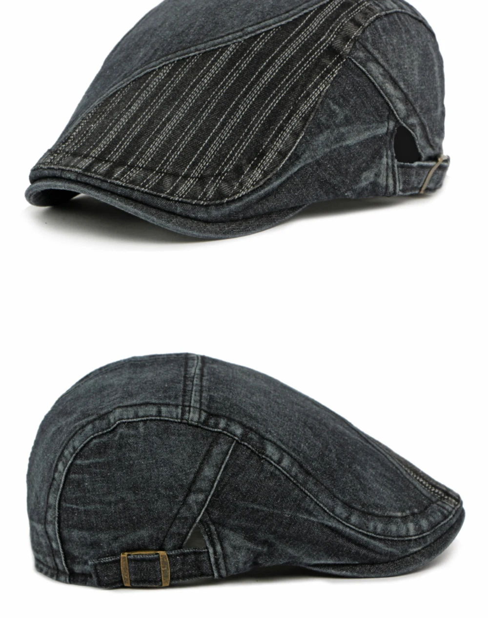 HT4944 Herren Berets Frauen Vintage Künstler Maler Baskenmütze Hut Männlich Weiblich Ivy Flache Kappe Frühling Herbst Denim Hut Einstellbare Baskenmütze Kappe – Detail 13