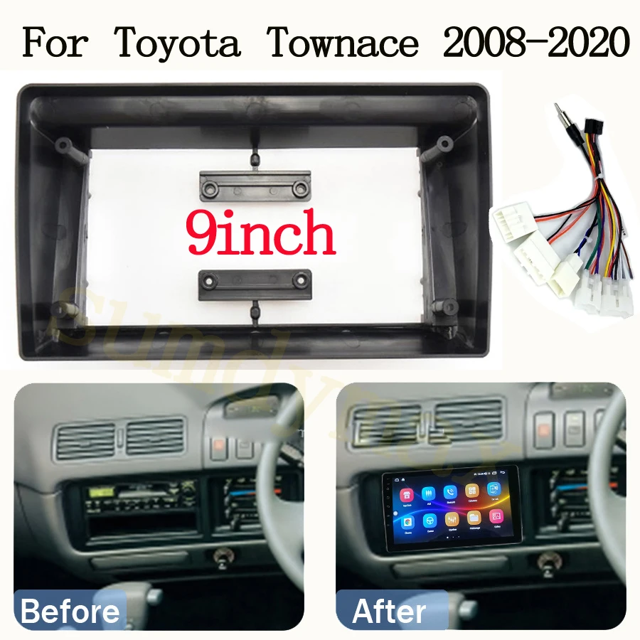 

9-дюймовый 2din автомобильный радиоприемник, панель Fascia Для Toyota Townace 2008-2020, Android, радио, приборная панель, лицевая панель, Fascia каркасный кабель wire