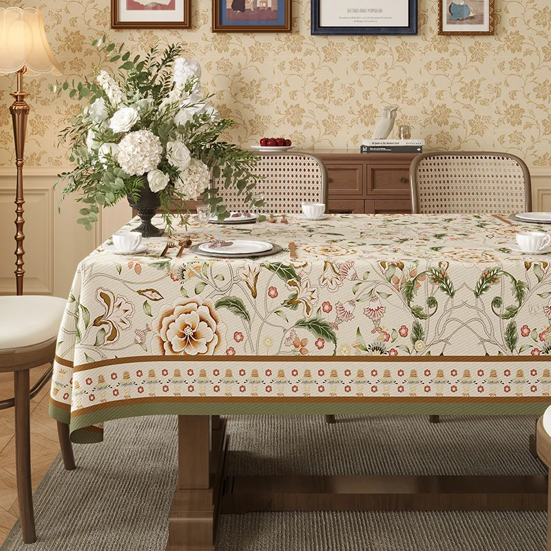 Table Cloth Waterproof Light Luxury Dining Table Tablecloth Rectangular Household Tea Table Cloth American Style Countryside 2