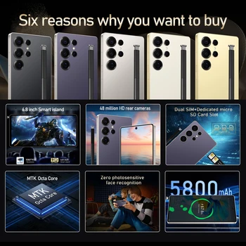 S25 Ultra Smartphone Android 6.8Inch HD 8+256GB ROM 5800mAh 48MP Camera Android 12 MTK Core Google Play Cell phone 2