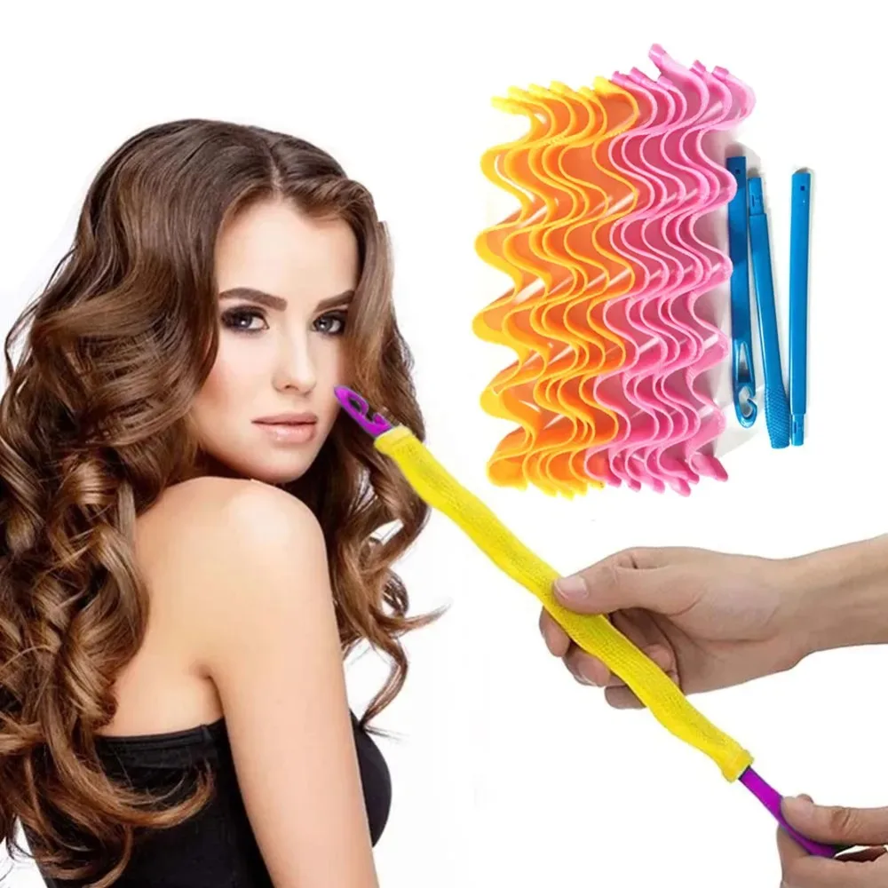 Heatless Hair Curler No Heat Hair Rollers Soft Curls Curling Rod Roller Sticks Perm Rods Wave Formers Styling Tools 12pcs