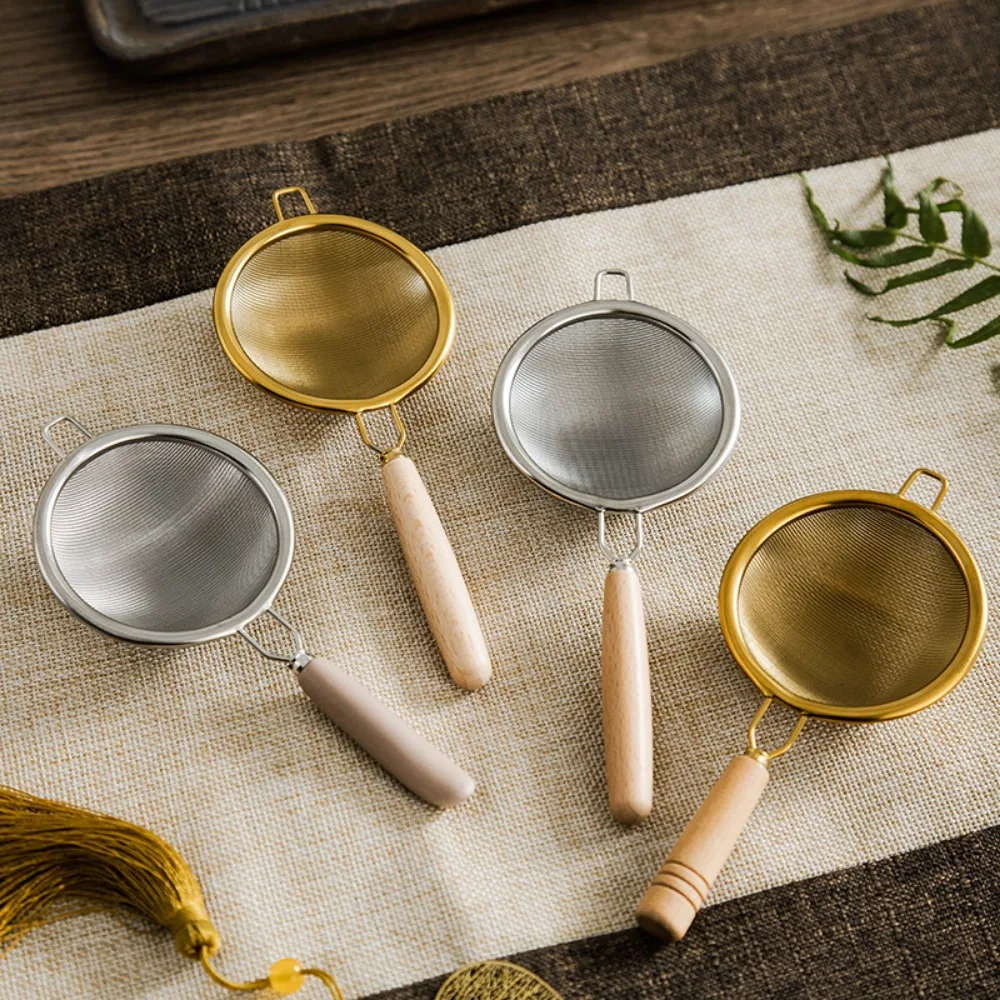 Stainless Steel Tea Strainer with Wooden Handle for Loose Leaf Tea